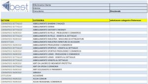 Esempio di filtri del database clienti